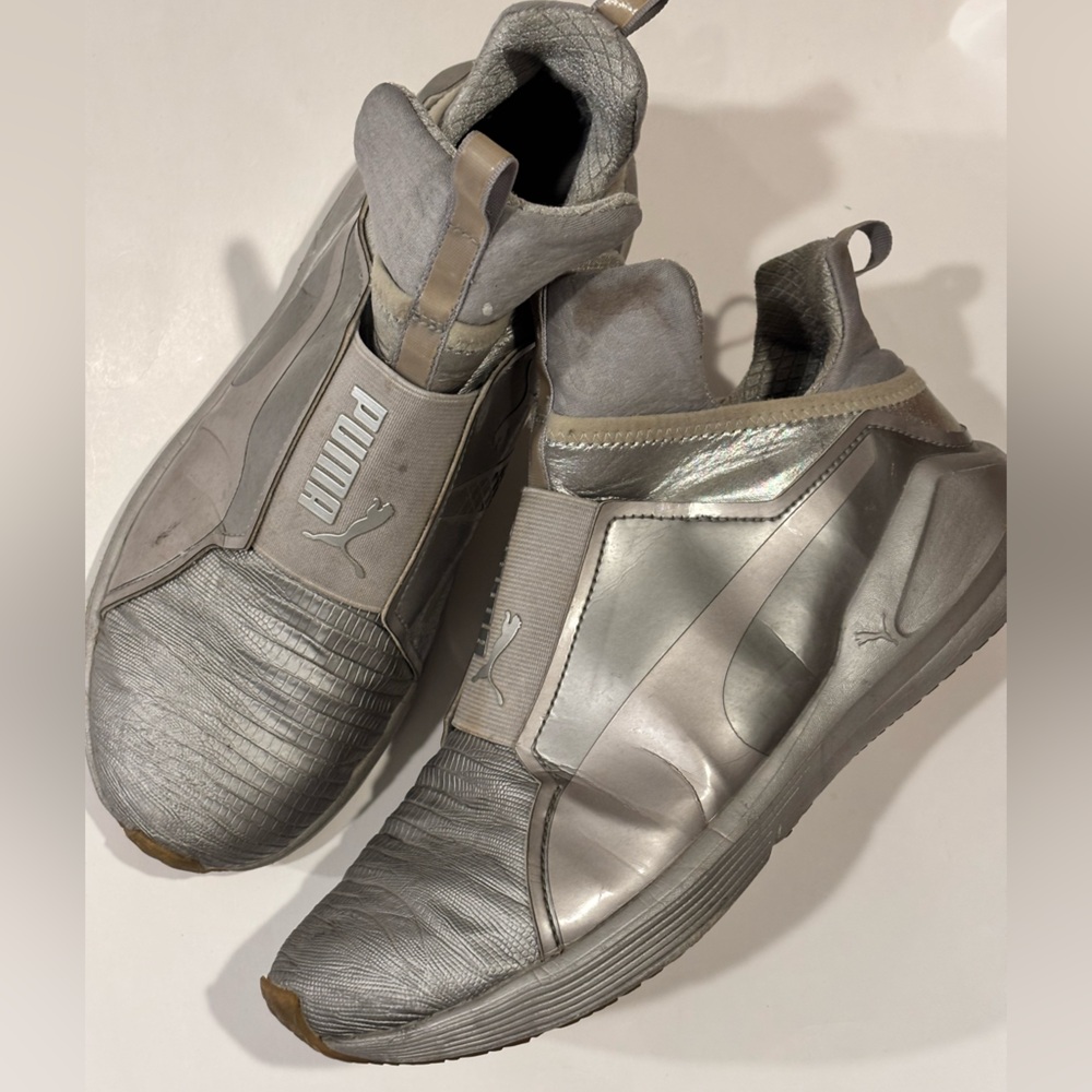Puma Fierce Metallic Silver Slip On Sneakers Woman’s Size 9 - Picture 3 of 14